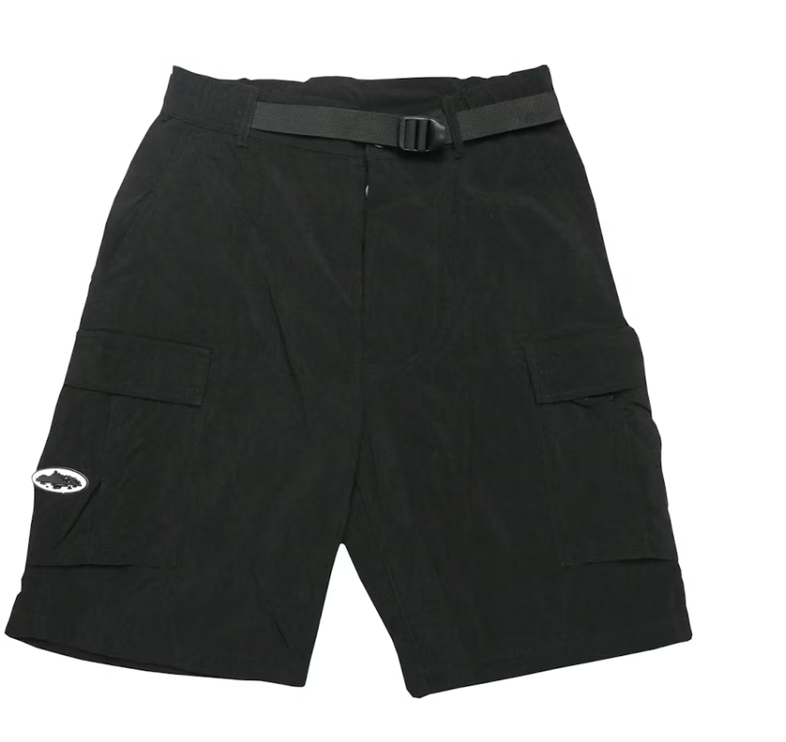 Corteiz Nylon Cargo Shorts Black