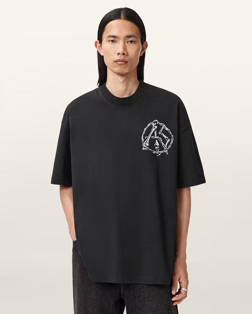 ALLSAINTS Anatomica Oversized T-Shirt Washed Black