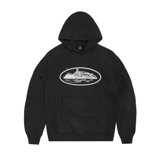Corteiz Alcatraz Hoodie Black White