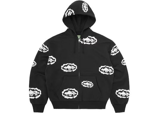 Corteiz x Denim Tears Island Wreath Zip Hoodie Black