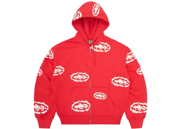 Corteiz x Denim Tears Island Wreath Zip Hoodie Red