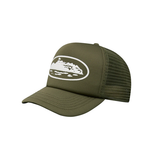 Corteiz Island Puff Print Trucker Hat Olive