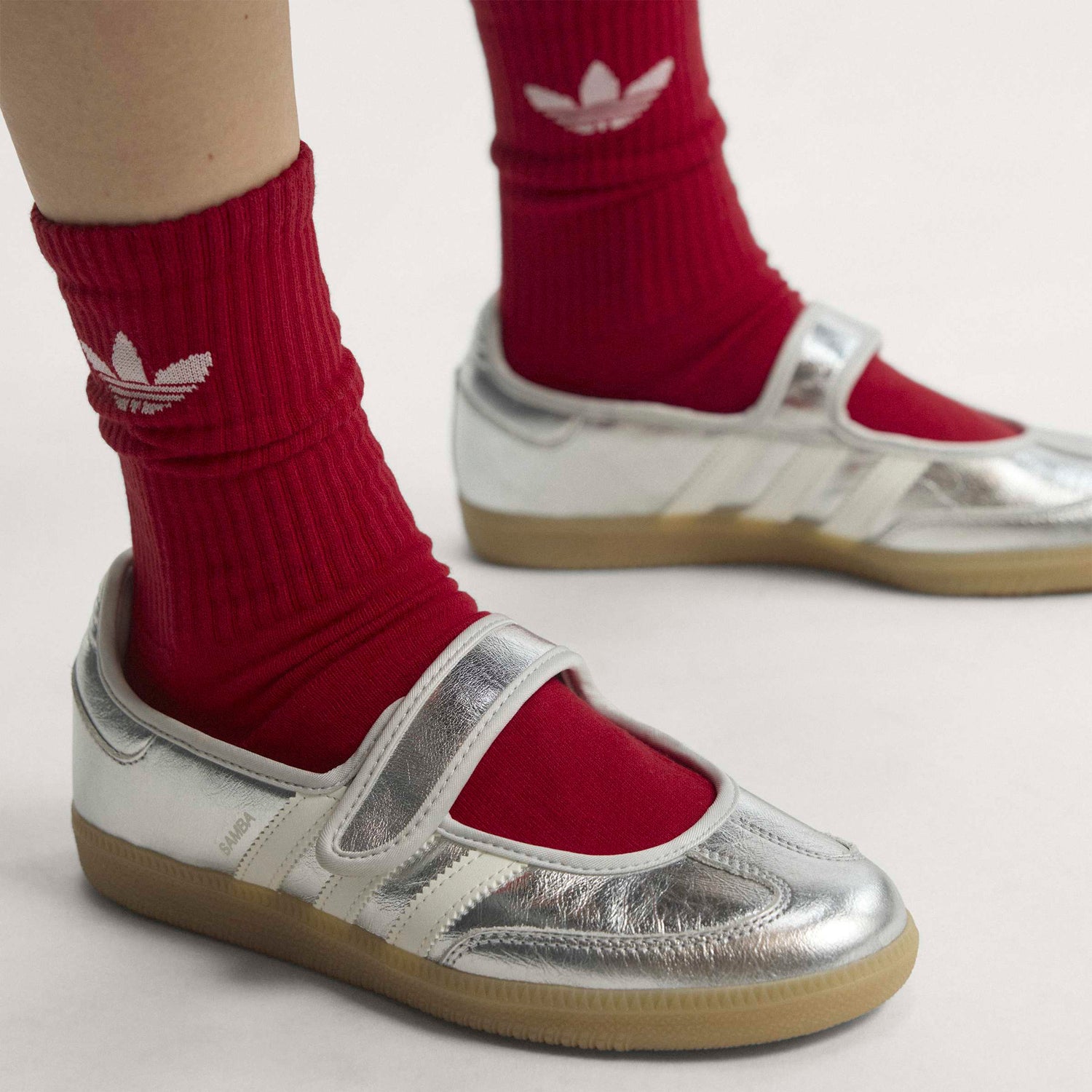 Adidas Samba Jane Silver Metallic Off White - on foot 3