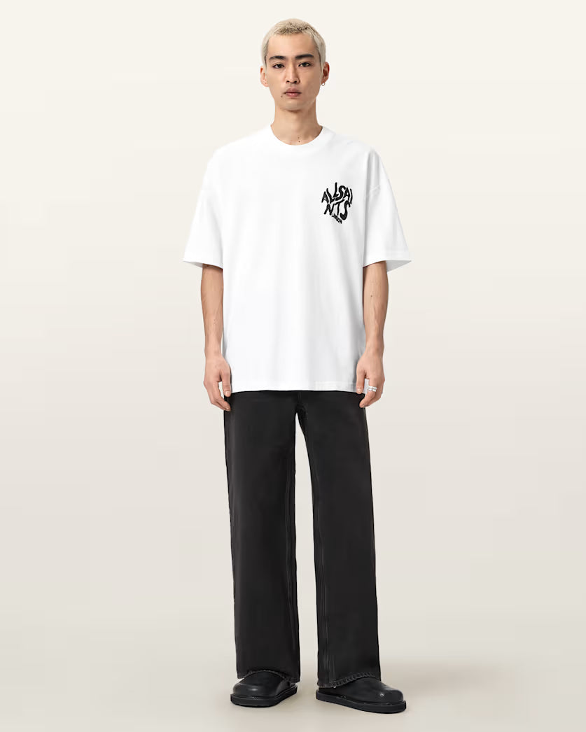 ALLSAINTS Orlando Logo Print Oversized T-Shirt Ashen White