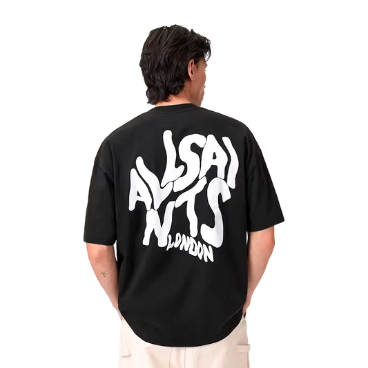 ALLSAINTS Orlando Logo Print Oversized T-Shirt Jet Black