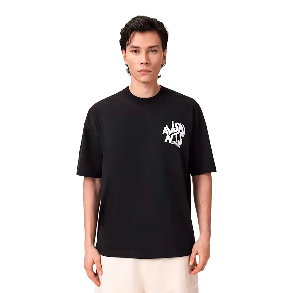 ALLSAINTS Orlando Logo Print Oversized T-Shirt Jet Black