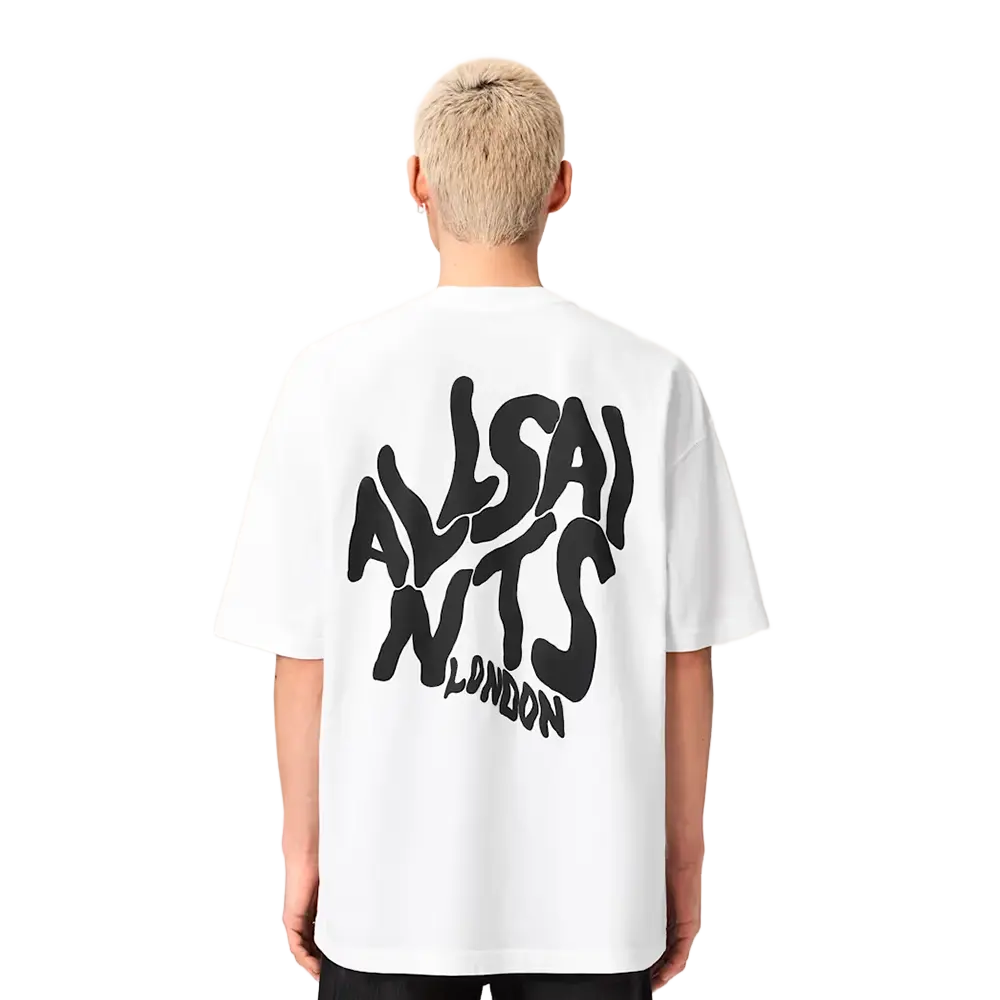 ALLSAINTS Orlando Logo Print Oversized T-Shirt Ashen White