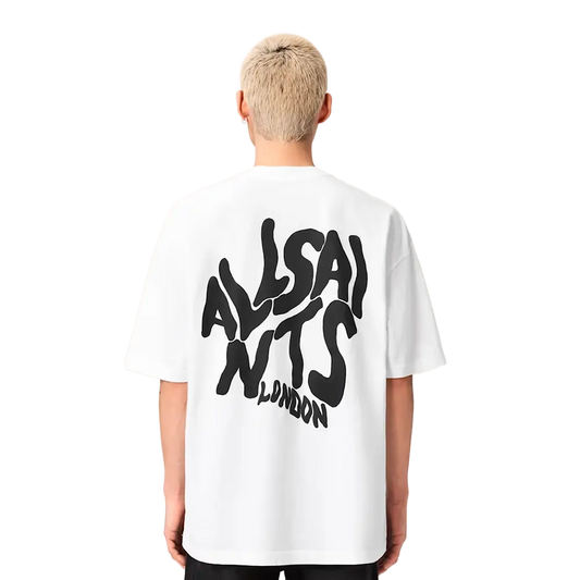 ALLSAINTS Orlando Logo Print Oversized T-Shirt Ashen White