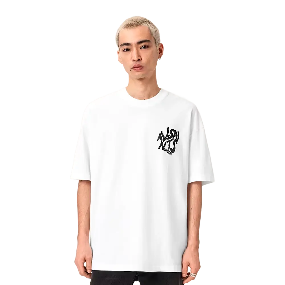 ALLSAINTS Orlando Logo Print Oversized T-Shirt Ashen White