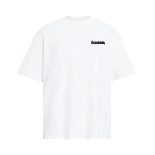 ALLSAINTS Redact Oversized Embroidered Logo T-Shirt Ashen White
