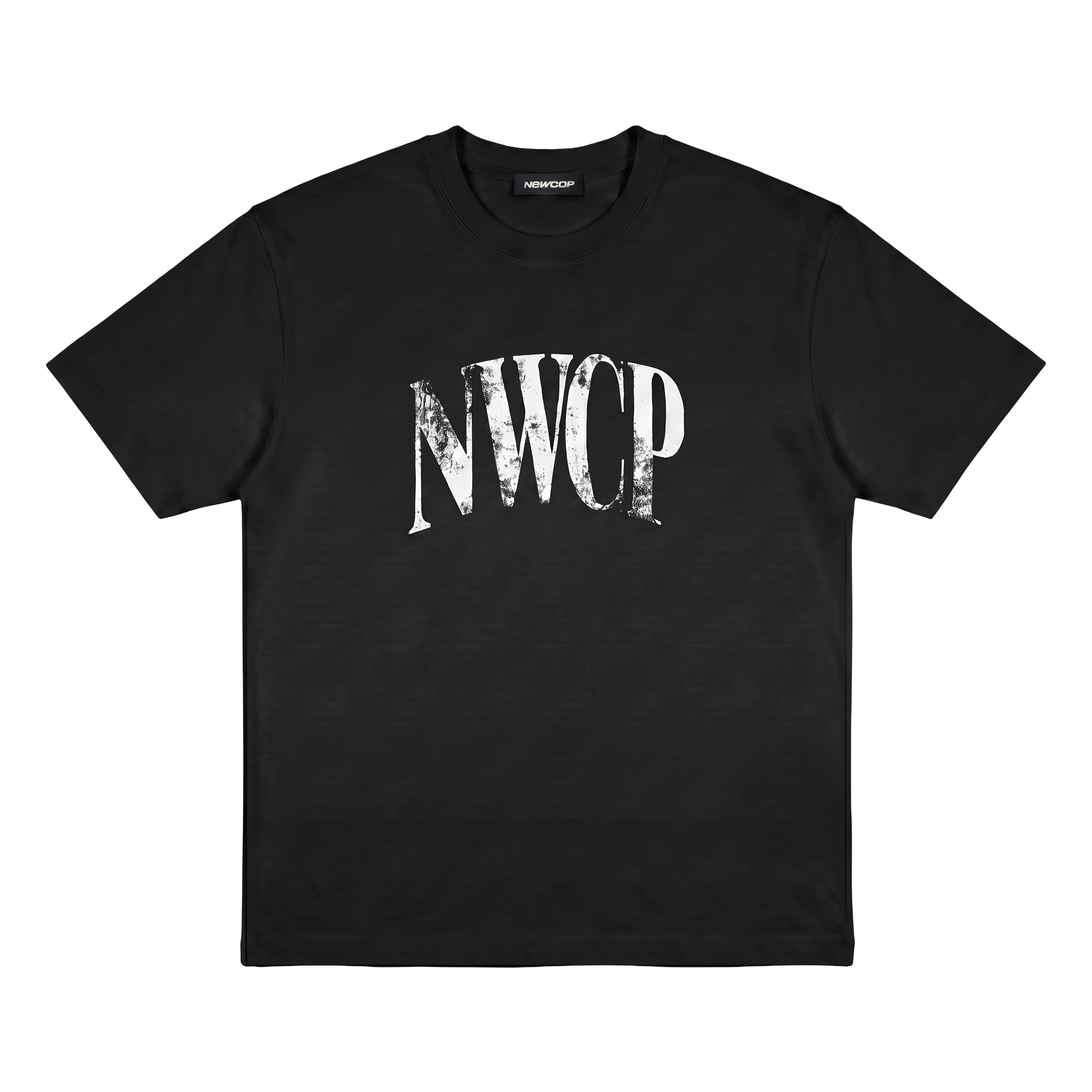 Black Distressed Logo Tee