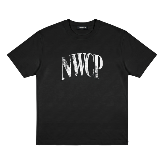 Black Distressed Logo Tee