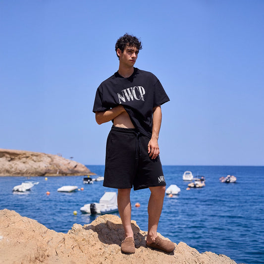 Black Distressed Logo Tee